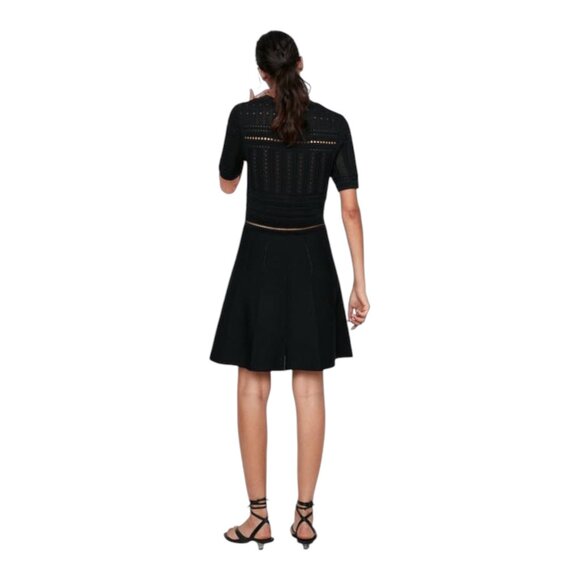 Zara Black Open Knit A-Line Dress Size Medium Cocktail Edgy Dark Academia - Picture 15 of 16